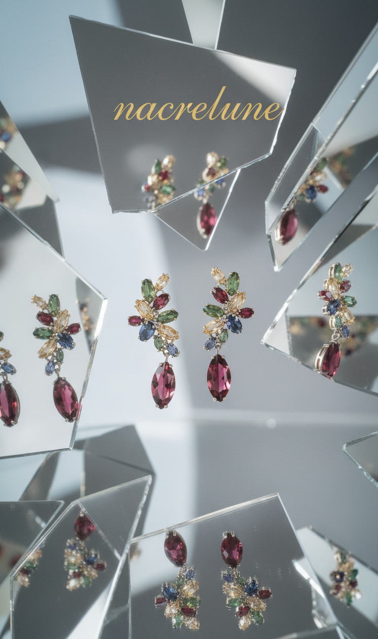 Large multicoloured zirconia earrings