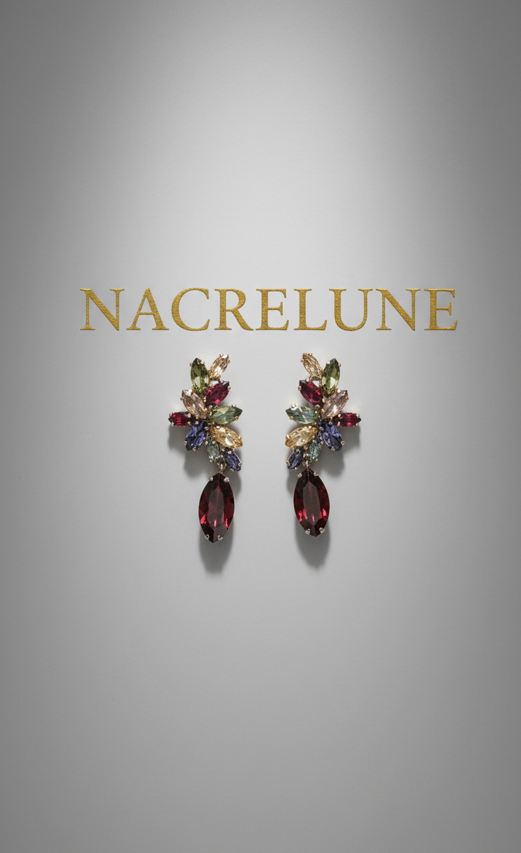 Large multicoloured zirconia earrings