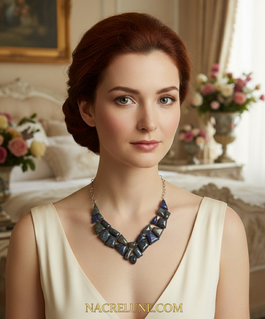Collier en argent 925 et lapis lazuli nacrelune.com collier