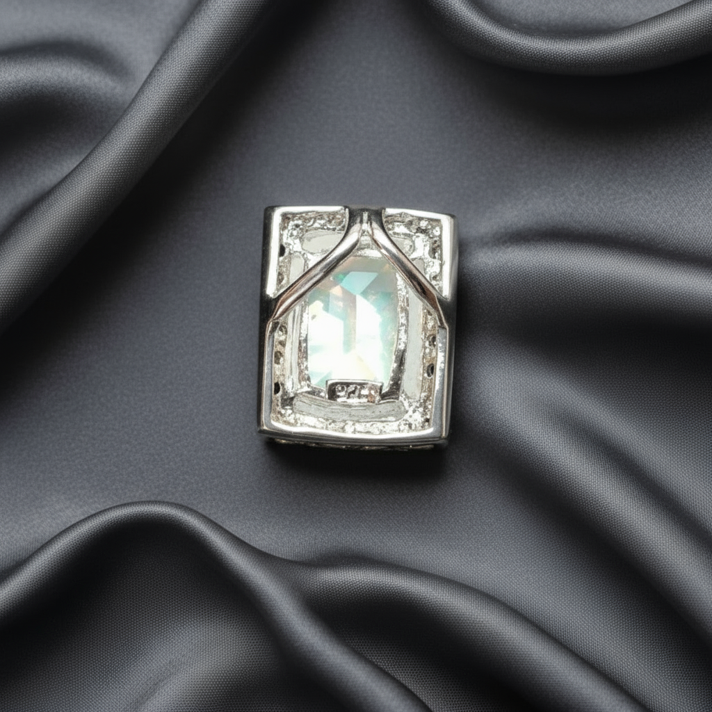 Pendentif en argent 925 avec topaze traitée mystique multicolore nacrelune.com pendentif