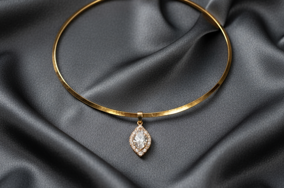 pendentif en zirconia imitation diamant NACRELUNE collier