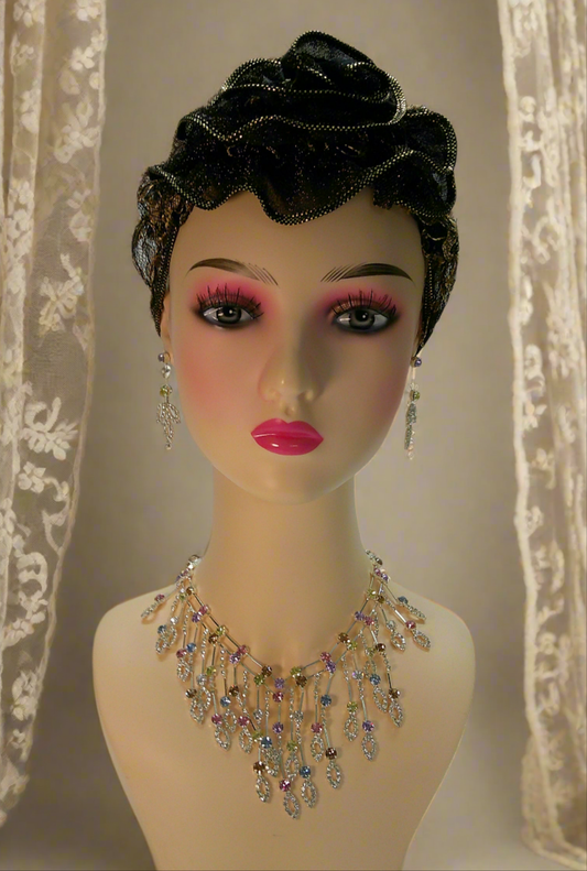 Parure en strass multicolores