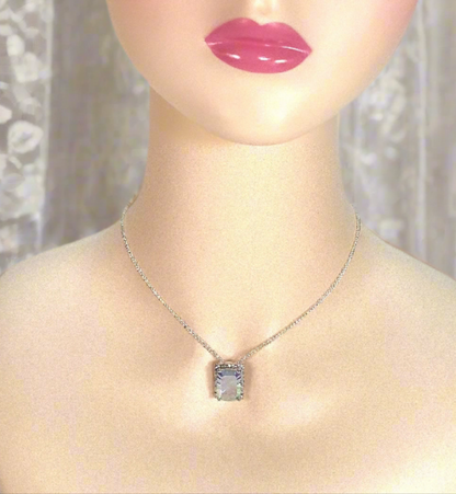 Pendentif en argent 925 avec topaze traitée mystique multicolore