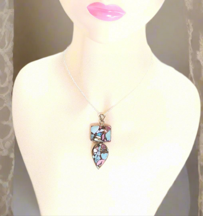 Pendentif en argent 925 avec turquoise mélangée cuivre