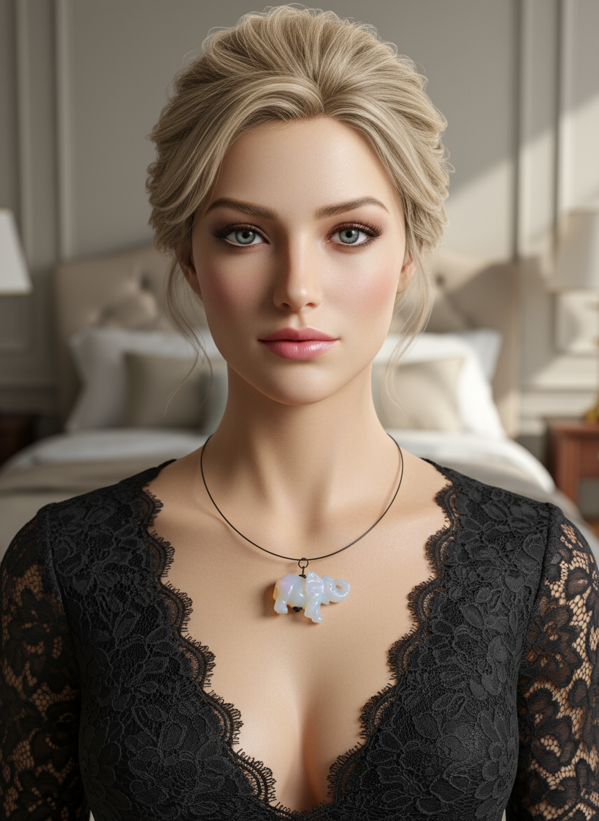 Pendentif éléphant sculpté pierre naturelle NACRELUNE pendentif