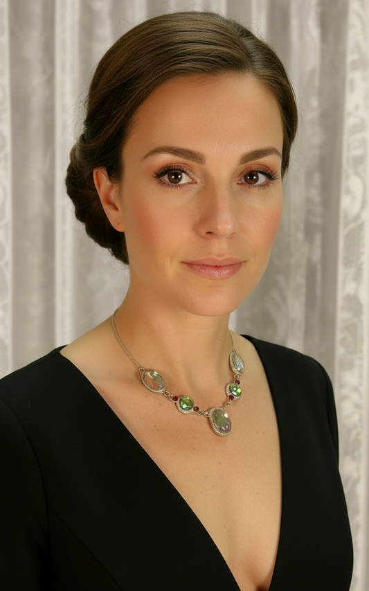 Collier argent 925 et topazes mystiques claires NACRELUNE collier