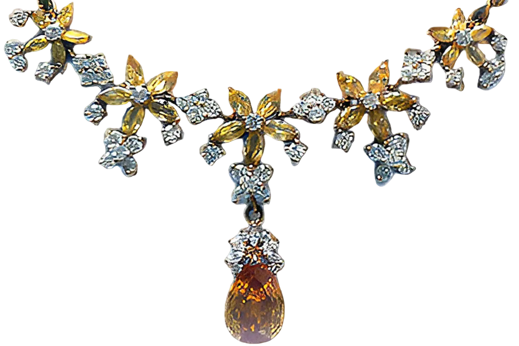 collier en zirconia imitation topazes jaunes et diamants nacrelune.com collier