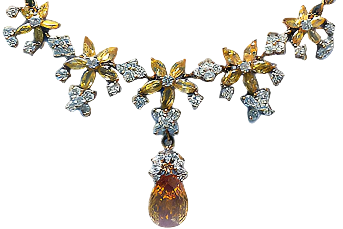 collier en zirconia imitation topazes jaunes et diamants nacrelune.com collier