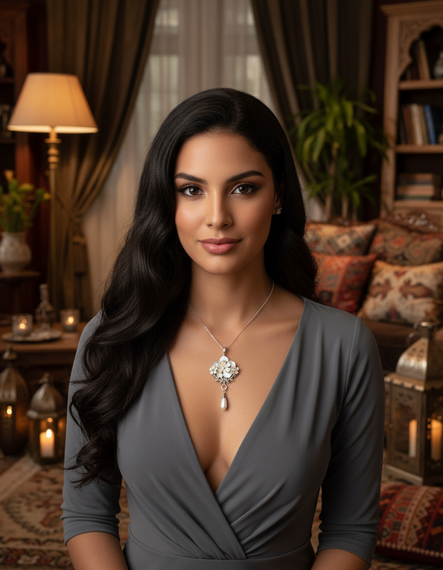 pendentif avec fleurs en nacre NACRELUNE pendentif