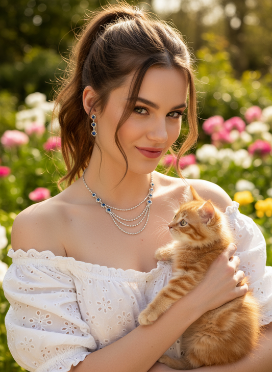 🎃Parure de petits strass bleu roi NACRELUNE parure