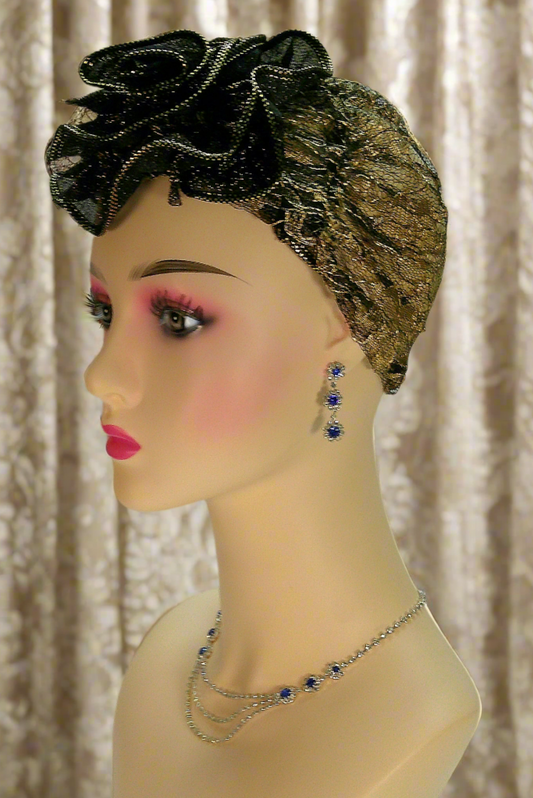 Parure de petits strass bleu roi