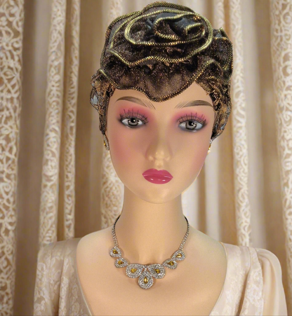 Parure en strass blancs et jaunes
