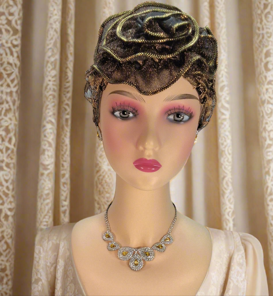 Parure en strass blancs et jaunes