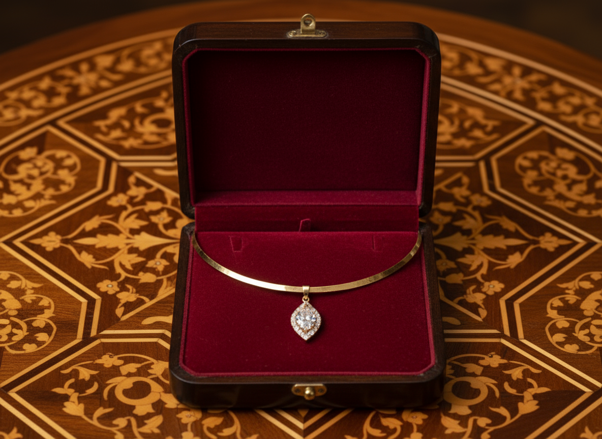 pendentif en zirconia imitation diamant NACRELUNE collier