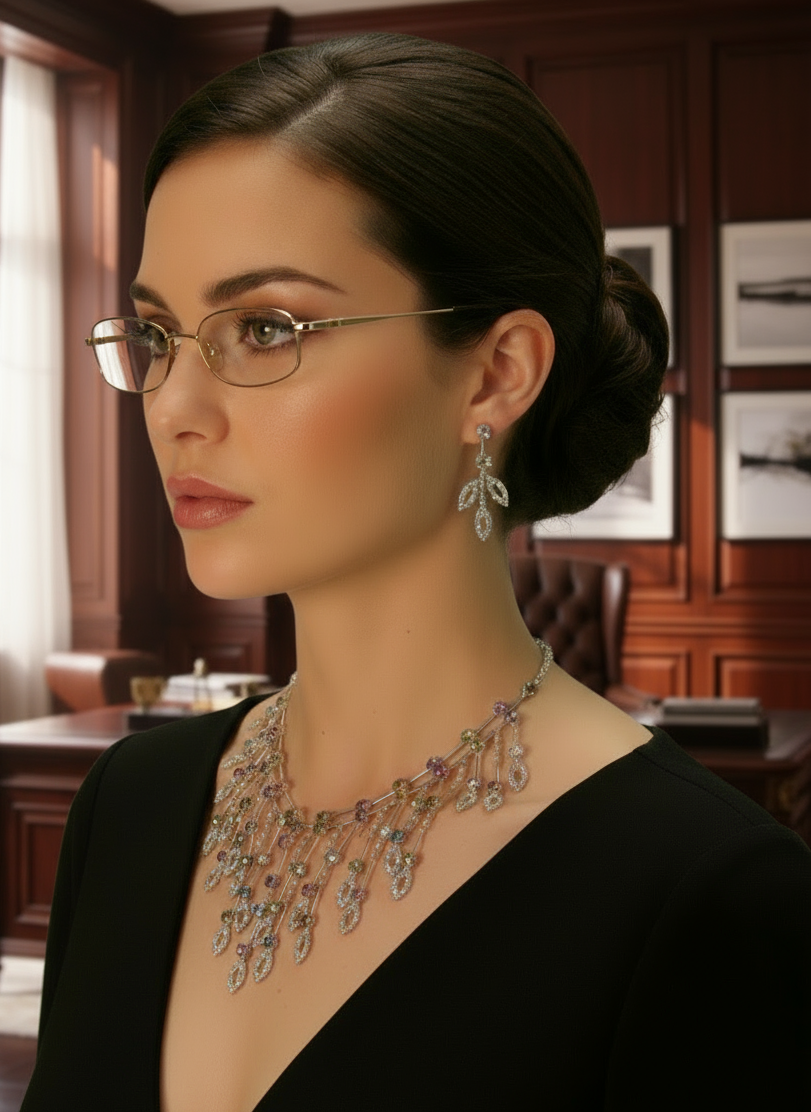 Parure en strass blancs et multicolores nacrelune.com parure