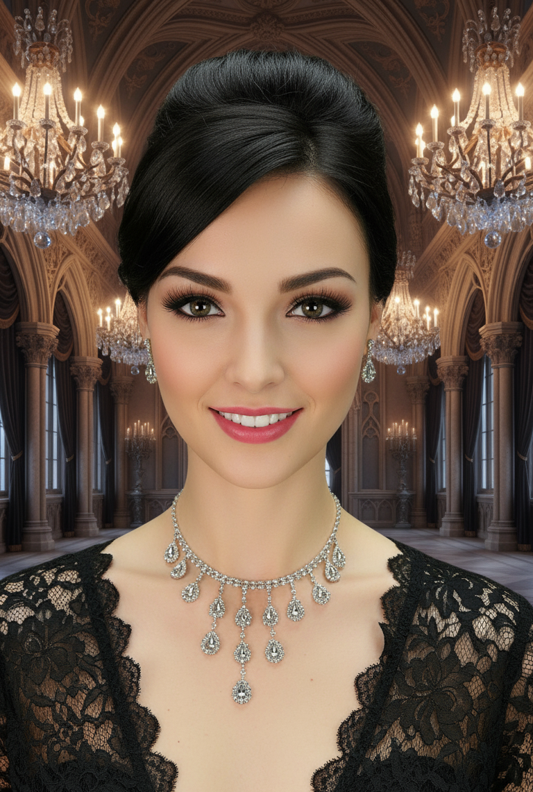 Parure en strass avec pendeloques NACRELUNE parure