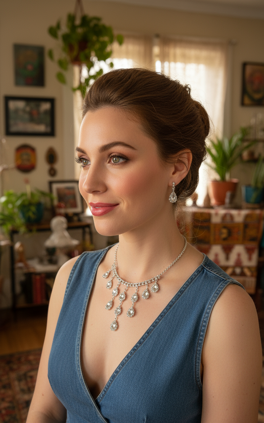 Parure en strass avec pendeloques NACRELUNE parure