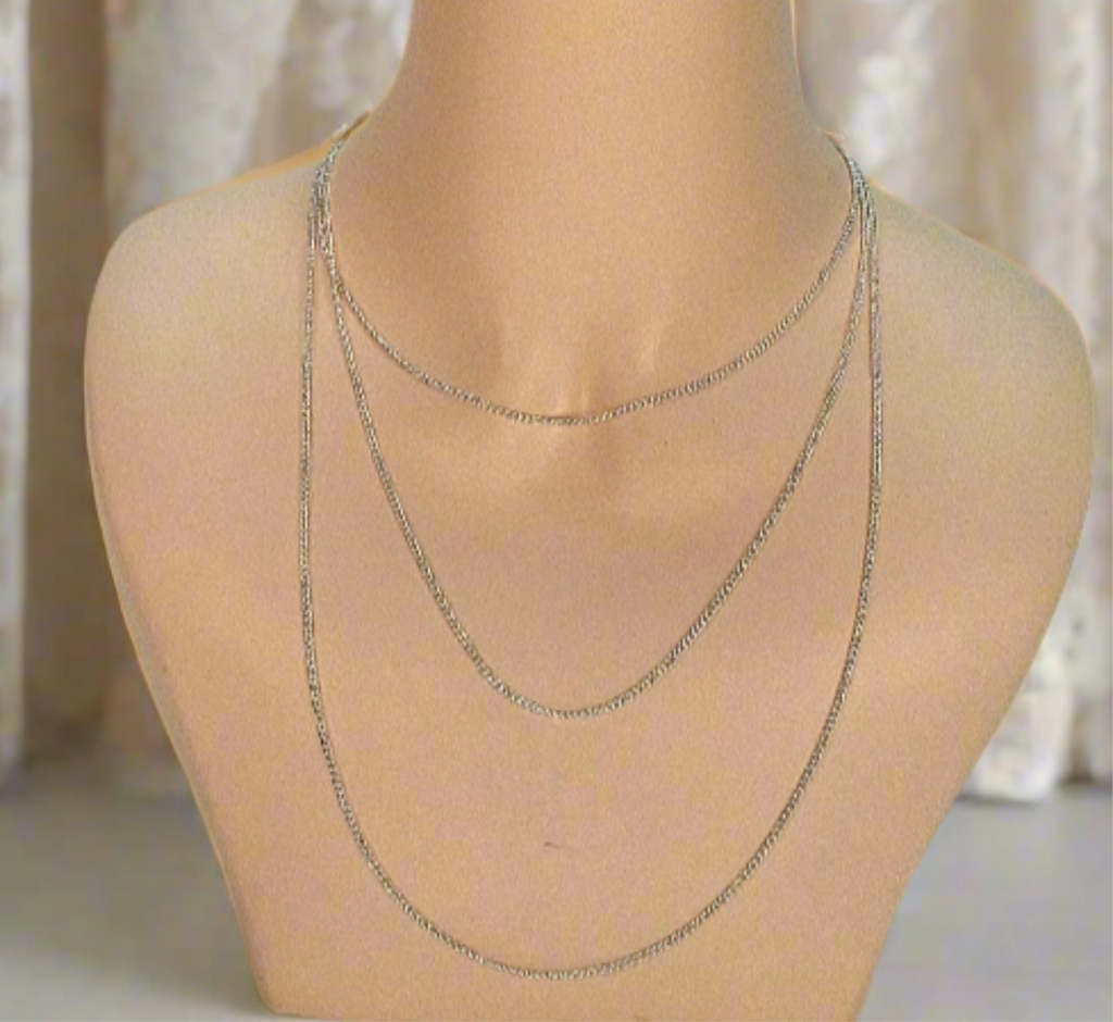 Chaîne en argent 925 ou tours du cou métalliques divers : choisissez votre longueur ou modèle 60cm argent véritable nacrelune.com collier