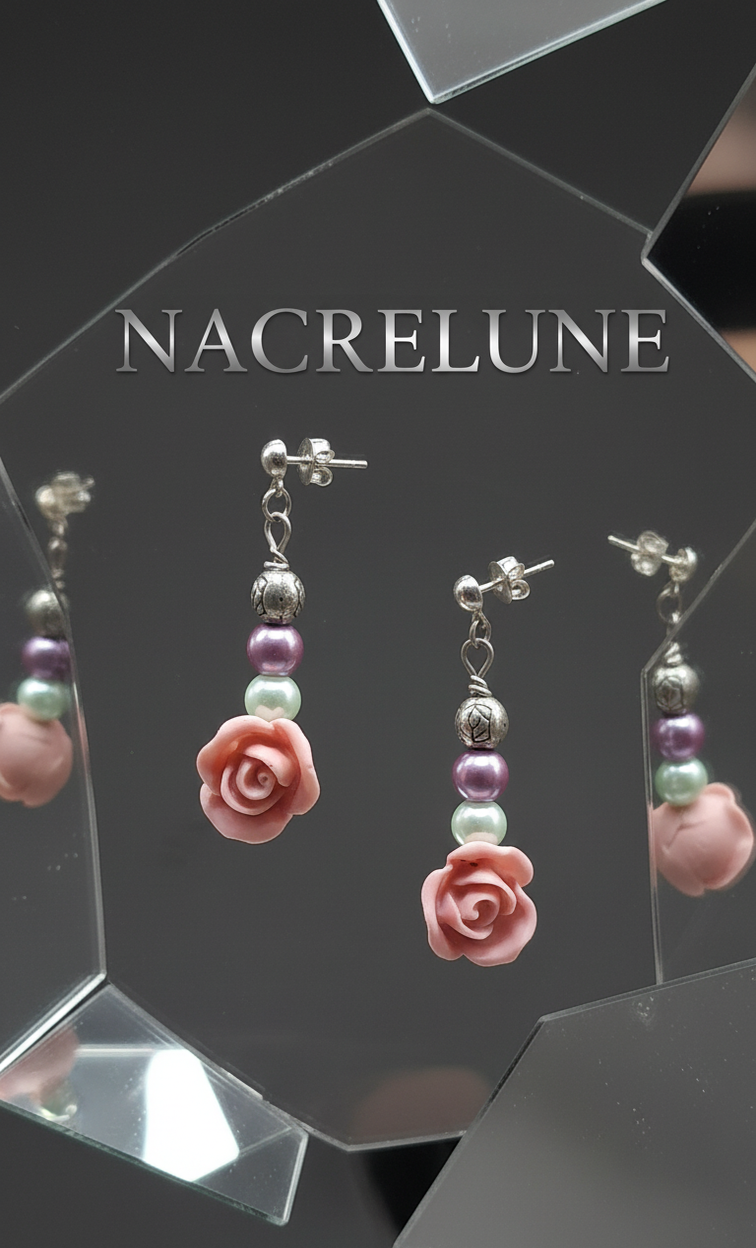 Boucles d'oreilles fleur en résine orange avec perles – NACRELUNE NACRELUNE boucles d'oreille