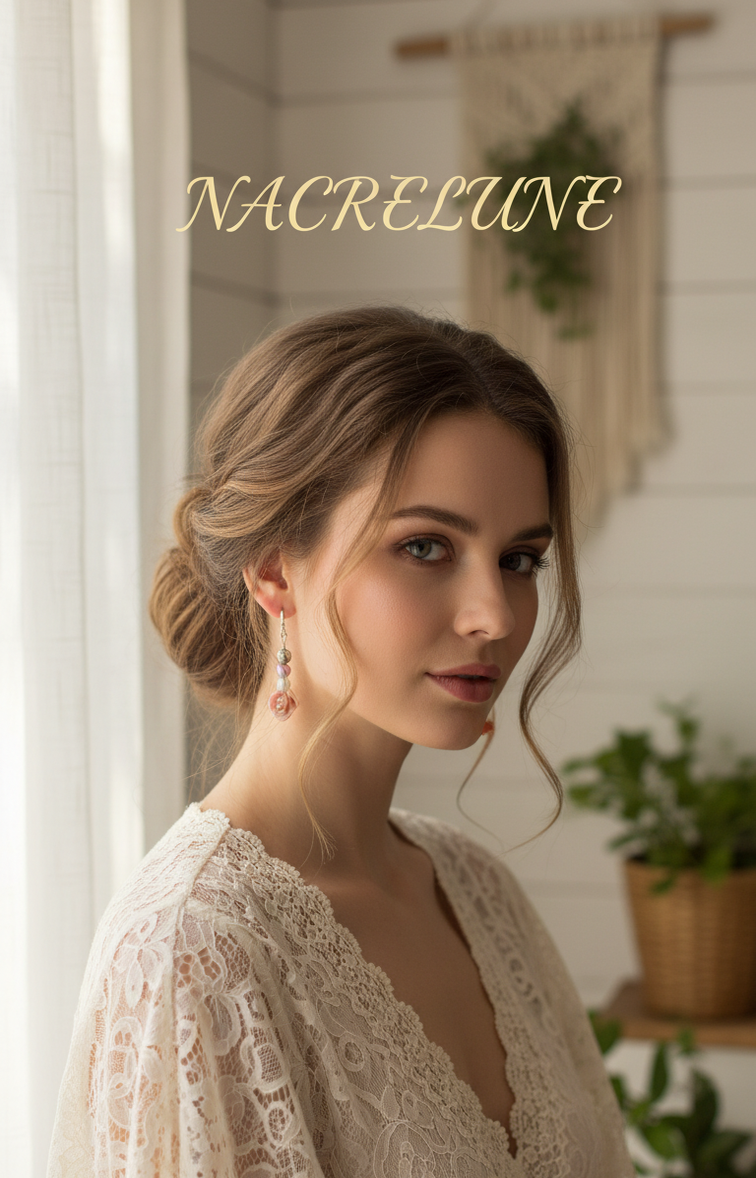 Boucles d'oreilles fleur en résine orange avec perles – NACRELUNE NACRELUNE boucles d'oreille