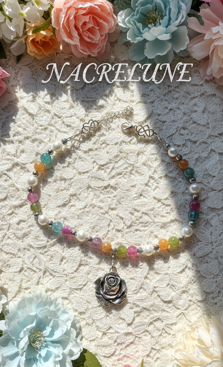 Collier agates variées colorées et rose en métal – NACRELUNE NACRELUNE collier