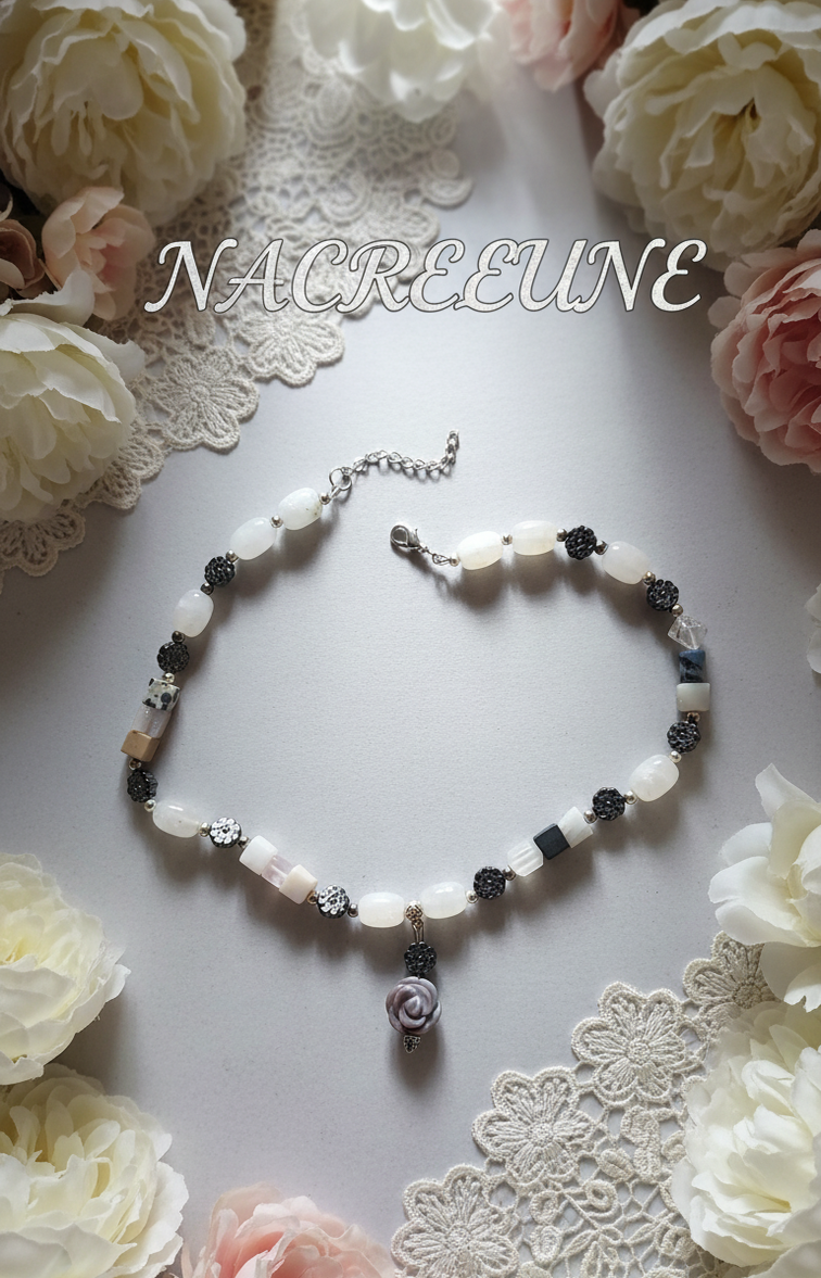 Collier Jade hematites & Rhodochrosite | NACRELUNE NACRELUNE collier