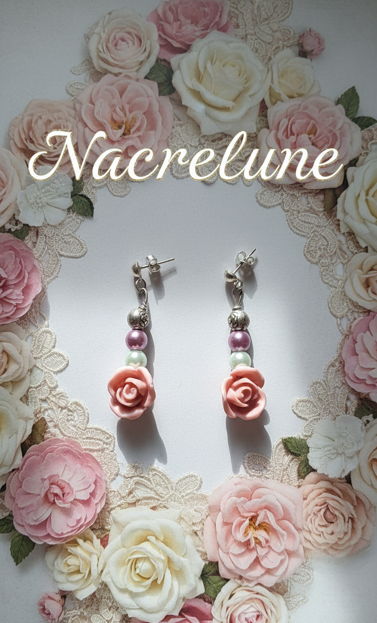 Boucles d'oreilles fleur en résine orange avec perles – NACRELUNE NACRELUNE boucles d'oreille