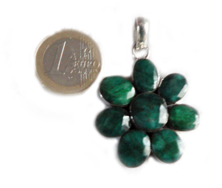 natural emerald pendant on silver (Green) N13