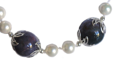 Collar grande de perlas de nácar y ágata india N155