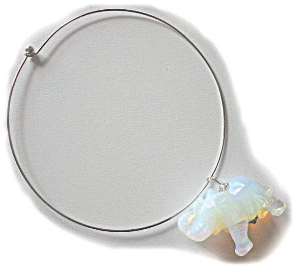 Opalite Elephant Pendant with Necklace (Blue) N196