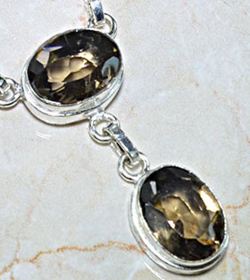 Smoky quartz silver necklace N286