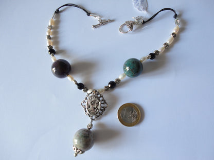 Polished Indian agates necklace N360T42