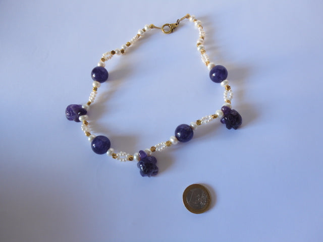 Pearl and amethyst necklace N362-A-T46