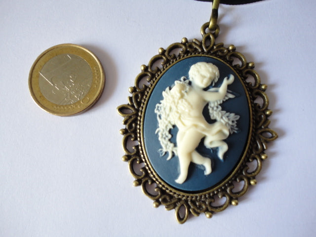 Large resin angel cameo (Blue) N377-30-34