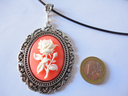 Large resin cameo with rose N406-43-45