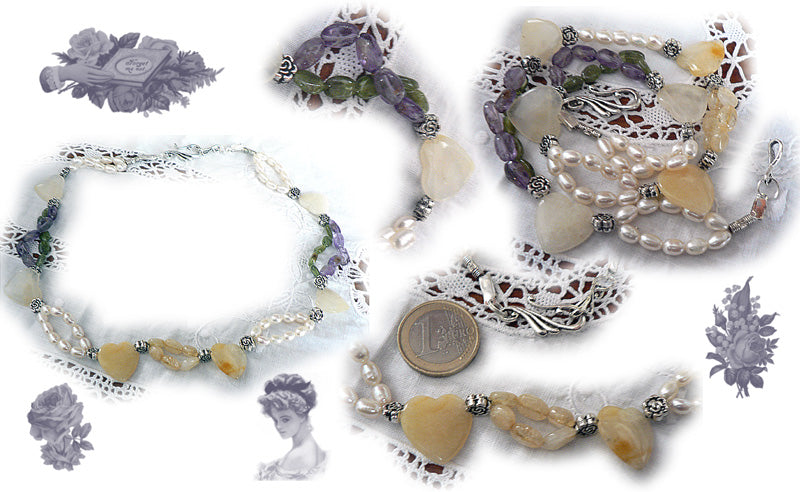 collier perles de culture avec améthystes peridots et citrines N89