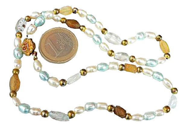 Collier perles avec opales de feu et aigue marines N96