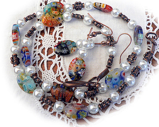 parure perles et millefiori P231