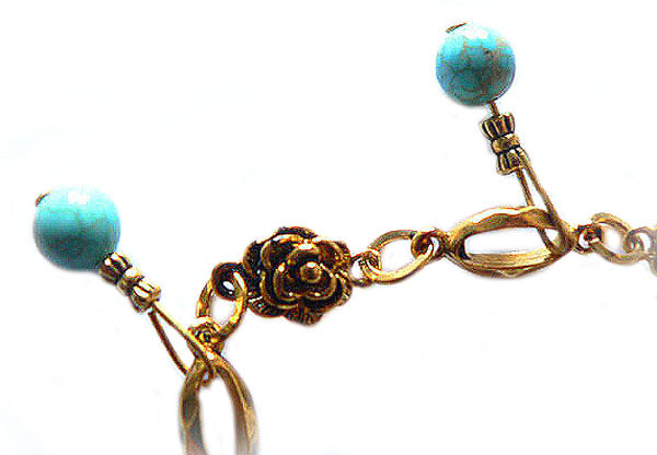 fancy bracelet with real turquoise charms PRB1