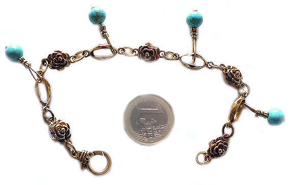 fancy bracelet with real turquoise charms PRB1