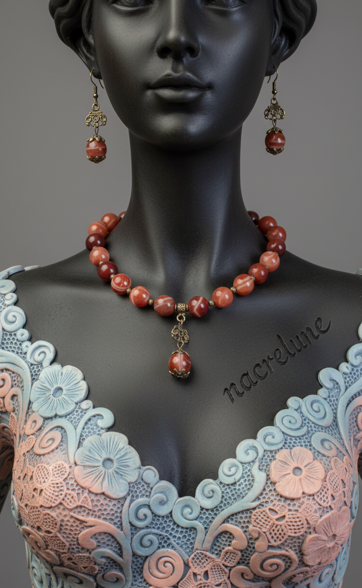 Parure Agate Cornaline - Creativite & Vitalite | NACRELUNE NACRELUNE parure