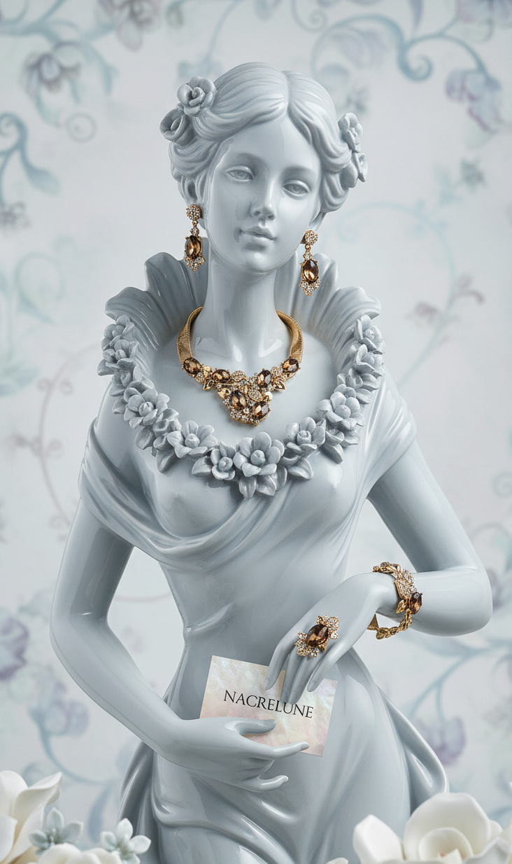Parure Complète en Strass Topaze | Collier, Boucles d'Oreilles & Bracelet | NACRELUNE nacrelune.com parure