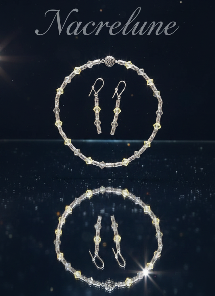 Parure Cristaux Swarovski Jaunes & Gris - Eclat Solaire & Sophistication | NACRELUNE NACRELUNE parure