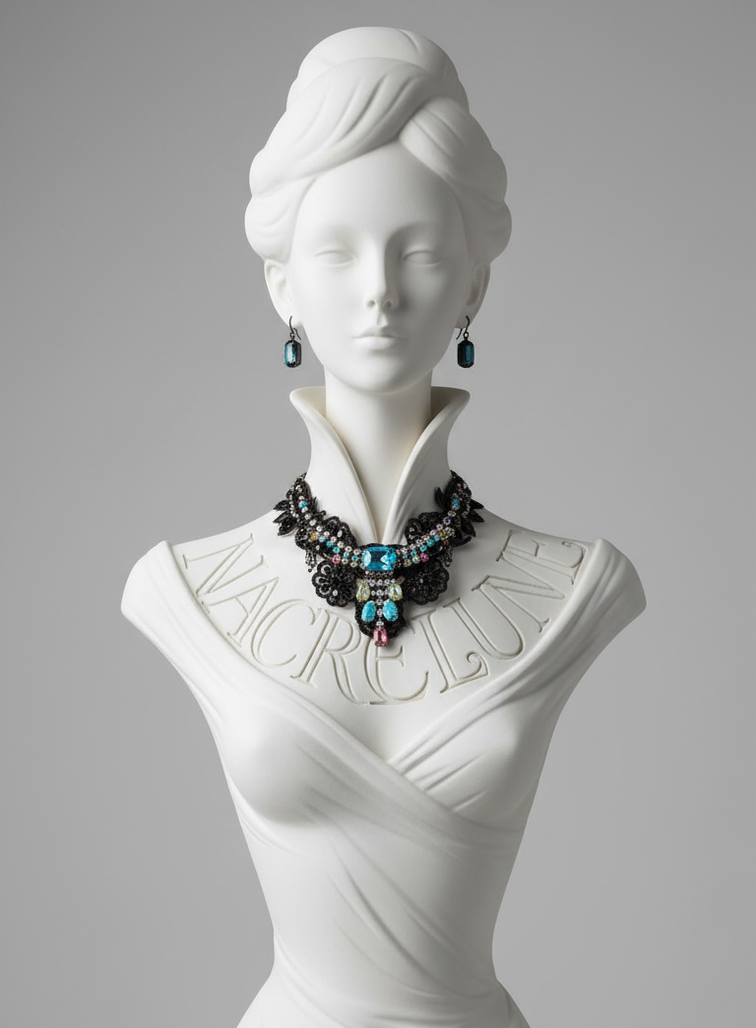 Parure Dentelle & Strass - Noir ou Multicolore au Choix | NACRELUNE Multicolore NACRELUNE parure
