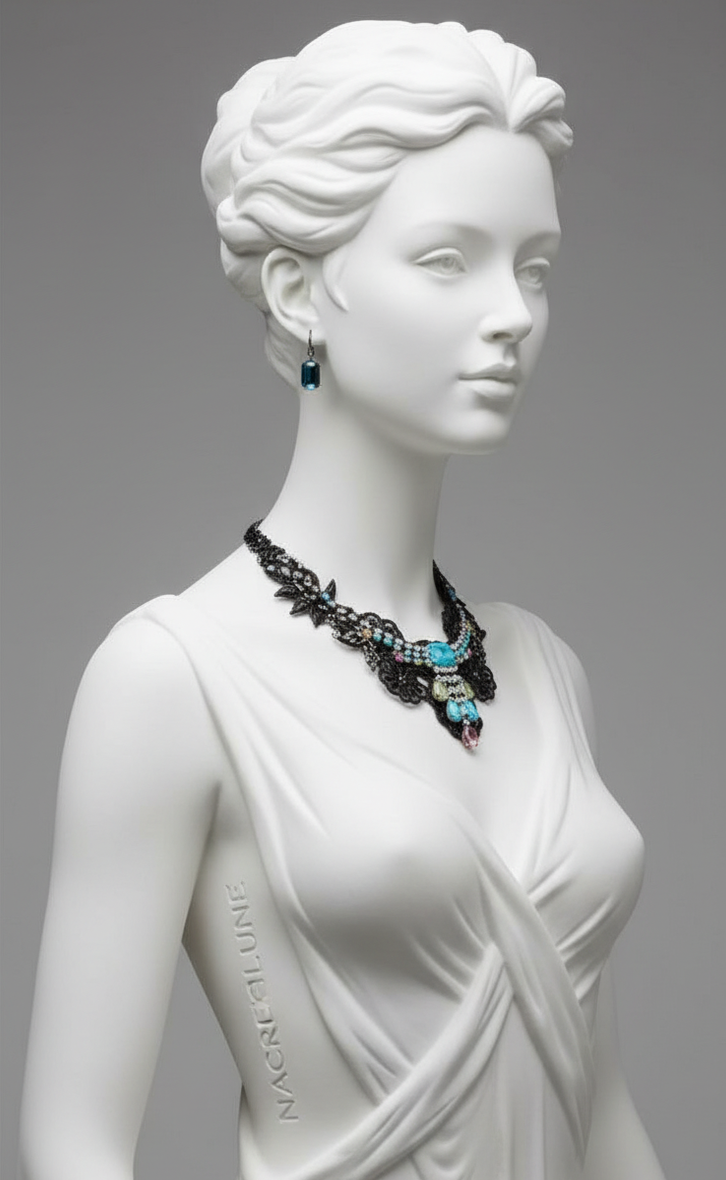 Parure Dentelle & Strass - Noir ou Multicolore au Choix | NACRELUNE NACRELUNE parure