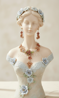 Parure Email Fleurs & Feuilles - Choisissez Votre Couleur - Eclat Floral & Personnalisation | NACRELUNE Marron NACRELUNE parure