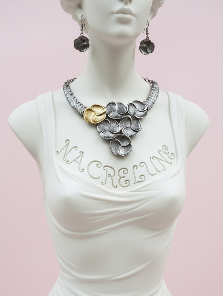 Parure Fantaisie Metal Forme Fleurs - Bijou Floral Printemps | NACRELUNE NACRELUNE parure