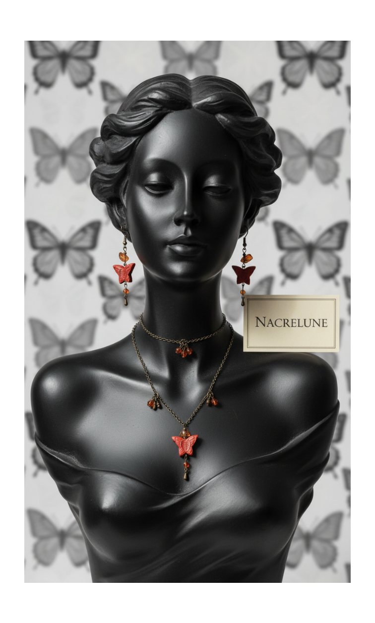 Parure Fantaisie Papillons | Collier et Boucles d'Oreilles | NACRELUNE nacrelune.com parure