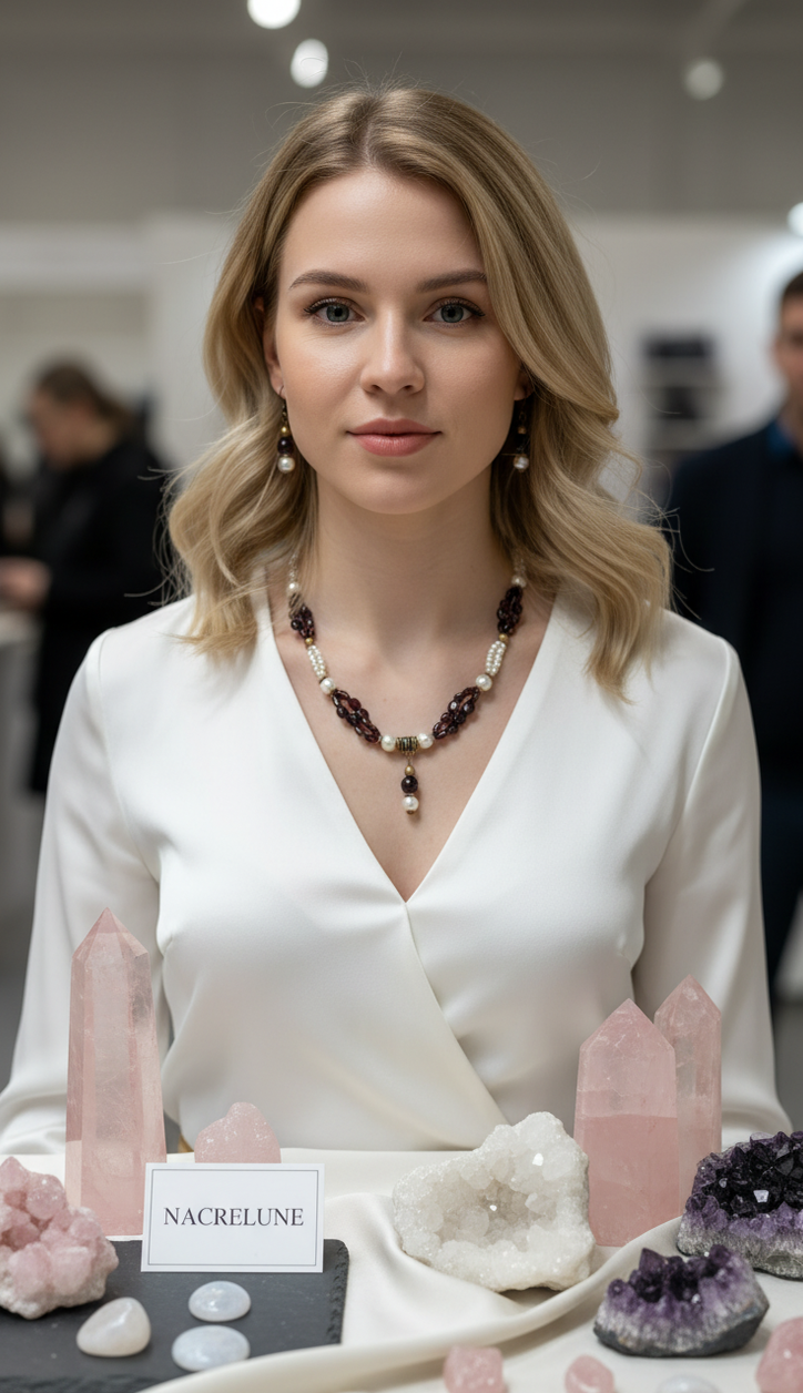 Garnet Pearl Cultured Necklace Natural Loops Set