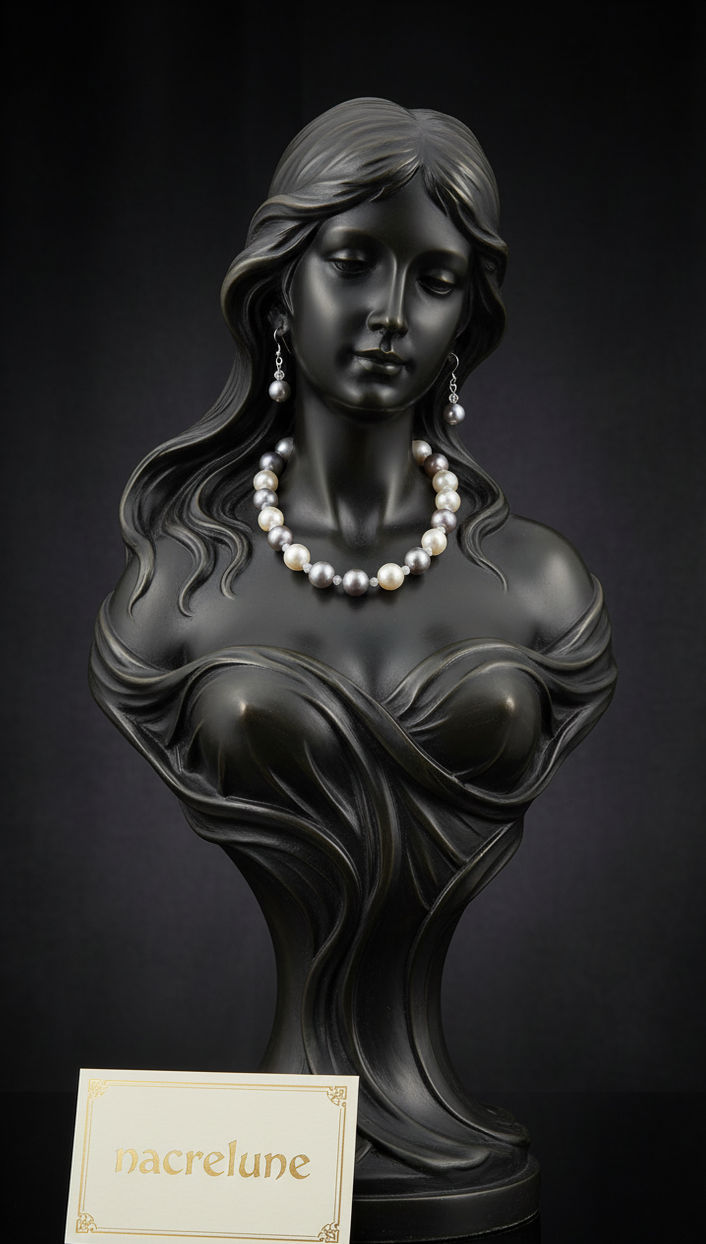 Parure Perles de Nacre | Collier et Boucles d'Oreilles | NACRELUNE nacrelune.com parure